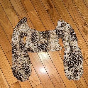 MOTEL Leopard Print Off-Shoulder Women's Top SIZE L
